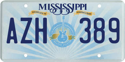 MS license plate AZH389