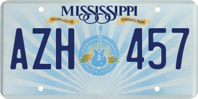 MS license plate AZH457