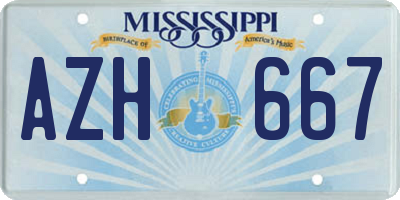 MS license plate AZH667