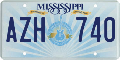MS license plate AZH740