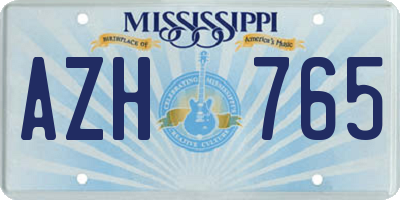 MS license plate AZH765