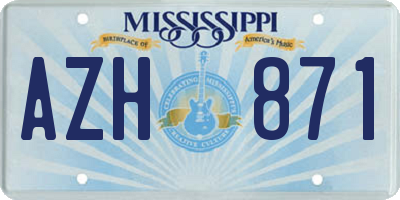 MS license plate AZH871