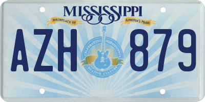 MS license plate AZH879