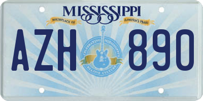 MS license plate AZH890