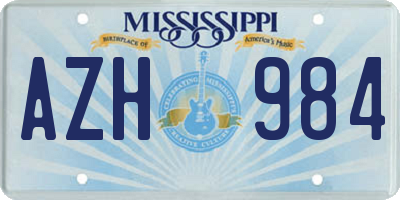 MS license plate AZH984