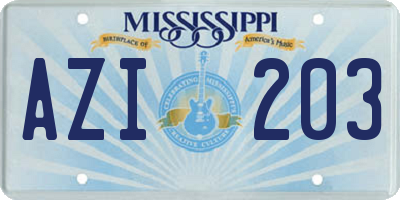 MS license plate AZI203