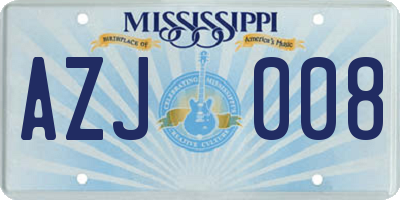 MS license plate AZJ008
