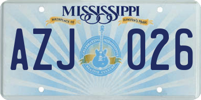 MS license plate AZJ026