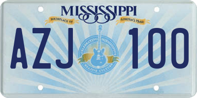 MS license plate AZJ100