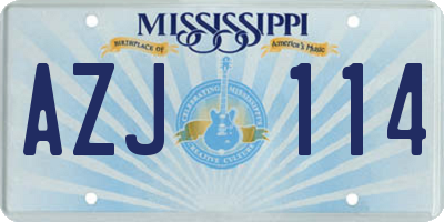 MS license plate AZJ114