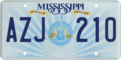 MS license plate AZJ210
