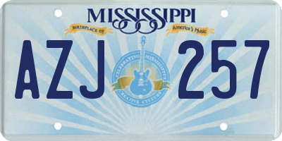 MS license plate AZJ257