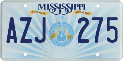 MS license plate AZJ275