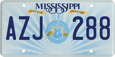 MS license plate AZJ288