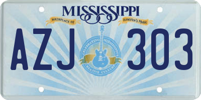 MS license plate AZJ303