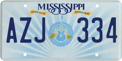 MS license plate AZJ334