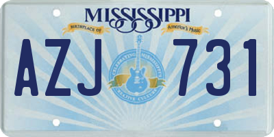 MS license plate AZJ731