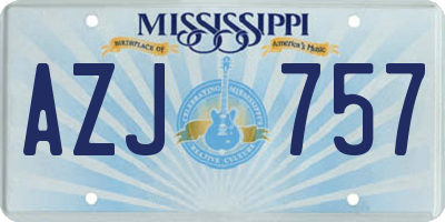 MS license plate AZJ757