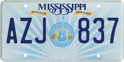 MS license plate AZJ837