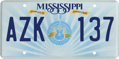 MS license plate AZK137