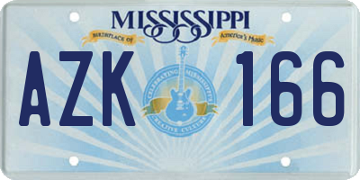 MS license plate AZK166