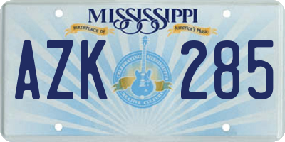 MS license plate AZK285