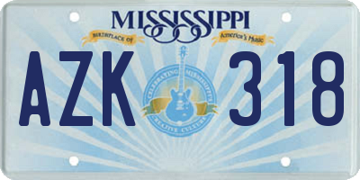 MS license plate AZK318