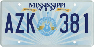 MS license plate AZK381