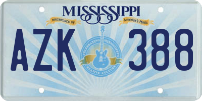 MS license plate AZK388