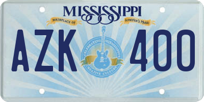 MS license plate AZK400