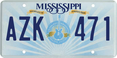 MS license plate AZK471