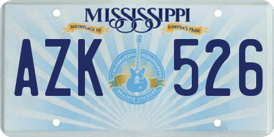 MS license plate AZK526