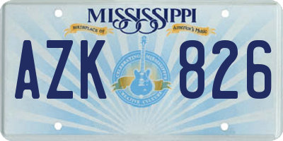 MS license plate AZK826