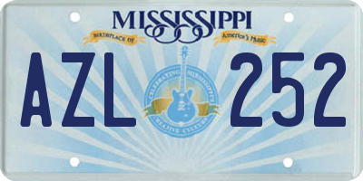 MS license plate AZL252