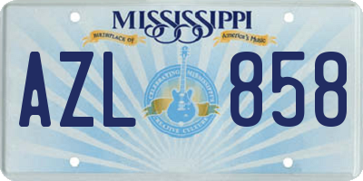MS license plate AZL858