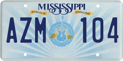 MS license plate AZM104