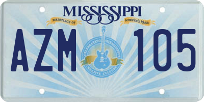 MS license plate AZM105