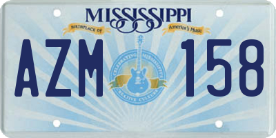 MS license plate AZM158