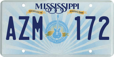 MS license plate AZM172