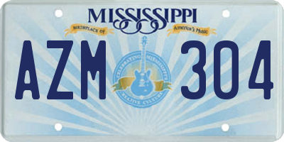 MS license plate AZM304