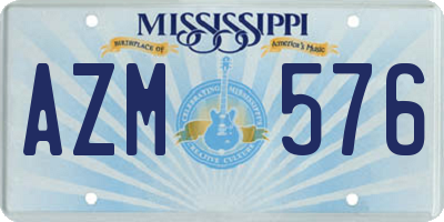 MS license plate AZM576