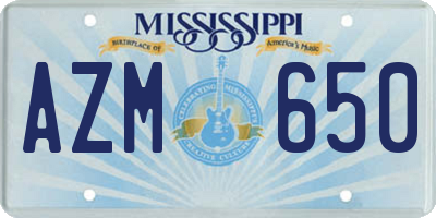 MS license plate AZM650