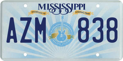 MS license plate AZM838