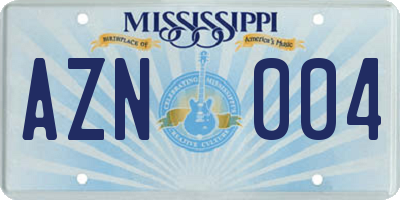 MS license plate AZN004