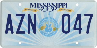 MS license plate AZN047