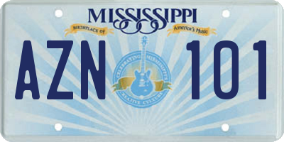 MS license plate AZN101
