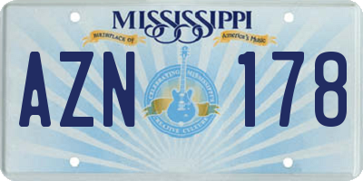 MS license plate AZN178