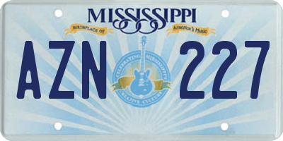 MS license plate AZN227