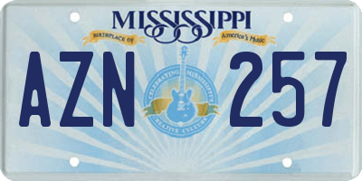 MS license plate AZN257