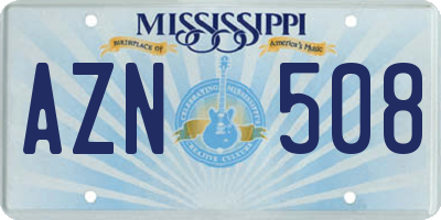MS license plate AZN508